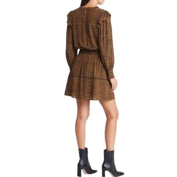 New RAILS Faren Sepia Python Long-Sleeve Mini Dress Size‎ XS - Picture 5 of 12
